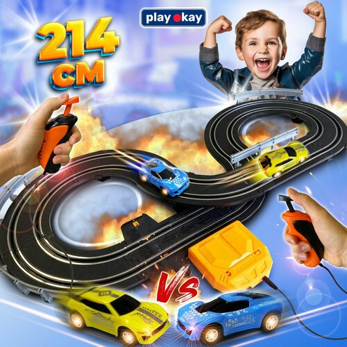 детский гоночный трек для мальчиков детская игрушка для стоянки гоночный трек игровой набор обучающие подарки Гоночный автотрек с машинками детский на пульте