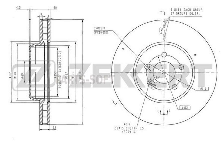 ZEKKERT BS-6616 Диск тормозной перед. MB C-Class (205) 14- E-Class (213 238) 16- CLS (257) 18-