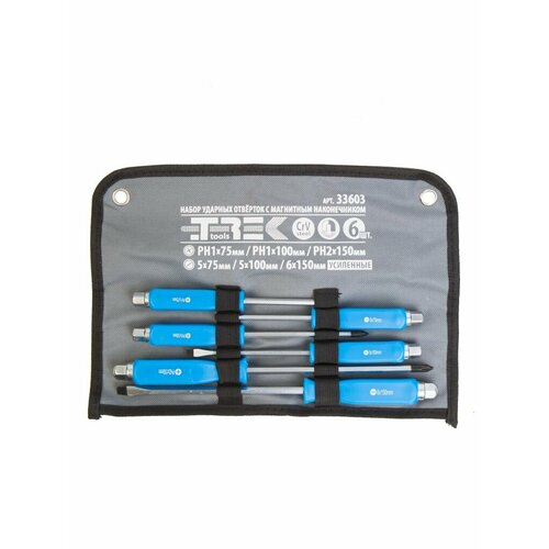 Набор отвёрток 6 шт ударных 3 крест 3 шлиц TREK в сумке 33603 784₽