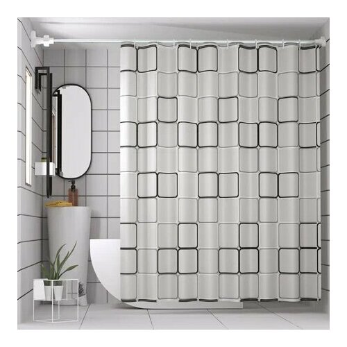 Штора для ванной комнаты с кольцами 180х200 599₽