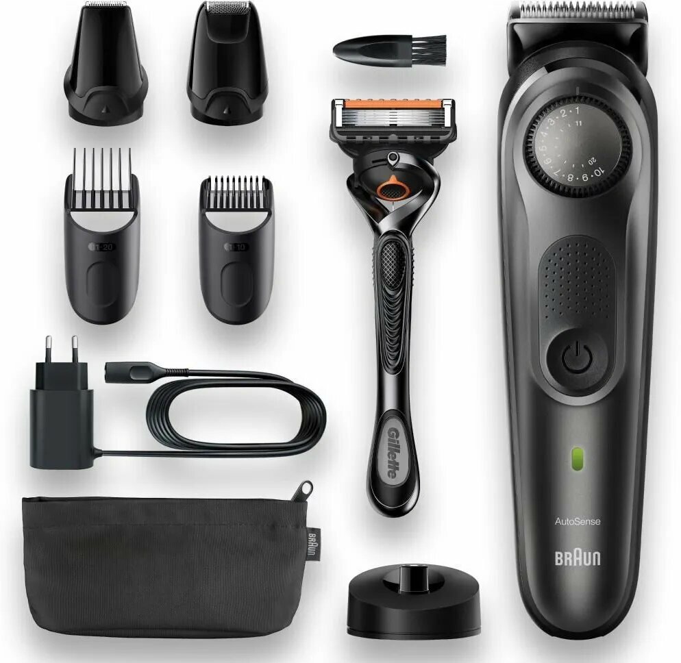 Триммер Braun BT 7340 для бороды и усов + бритва Gillette, черный