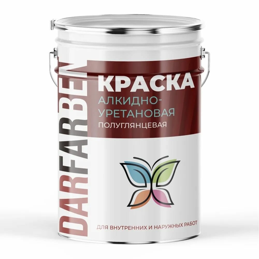 Краска DARFARBEN, алкидно-уретановая, полуглянцевая, по металлу, дереву и бетону светло-белая 10 кг