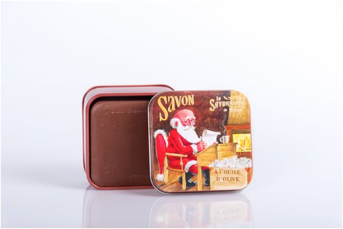 Туалетное парфюмированное мыло: с шоколадом в металлической коробке Письмо Деду Морозу 100 гр. (La Savonnerie de Nyons, Франция)