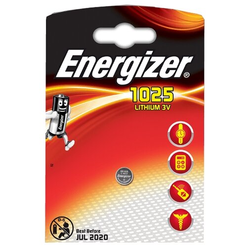 Батарейка Energizer CR1025, в упаковке: 1 шт. батарейка литиевая energizer cr1025 1bl 3в блистер 1 шт