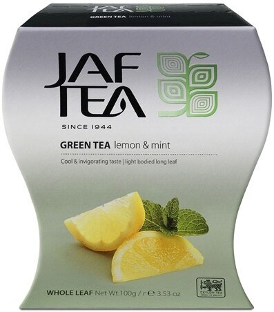 Чай зелёный JAF TEA Lemon & Mint листовой с ароматом лимона и мяты, 100 г.