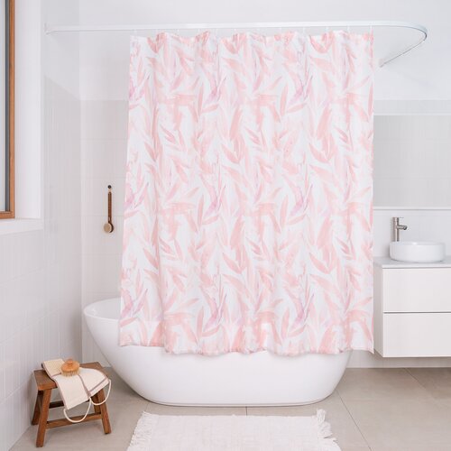 Занавеска (штора) Akvarel для ванной комнаты тканевая 180х180 см, цвет розовый белый