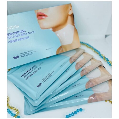 Jomtam Омолаживающие коллагеновые маски для шеи с пептидами Hexapeptide Collagen Neck Mask 5 х 30 г