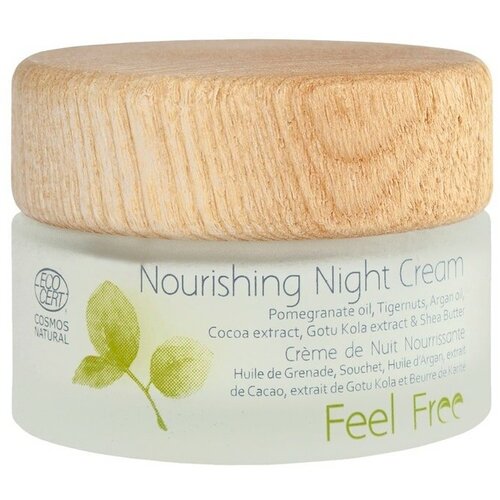 Feel Free/ Крем д/лица ночной с гиалуроновой кислотой, маслом аргана и ши для всех типов кожи, 50 мл, Испания, 95% ингредиентов натурального происхождения,ECO Cert