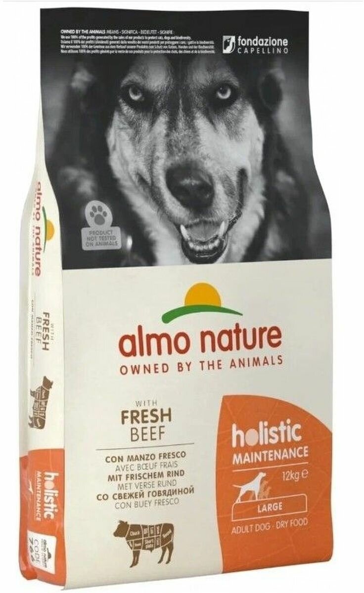 Almo Nature (Алмо Натур) для взрослых собак крупных пород с говядиной (large adult beef and rice holistic) 12 кг