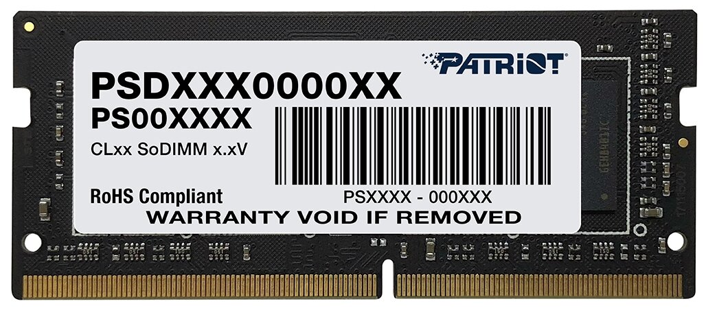 Память SODIMM DDR4 PC4-21300 Patriot PSD48G266682S, 8Гб, 1.2 В