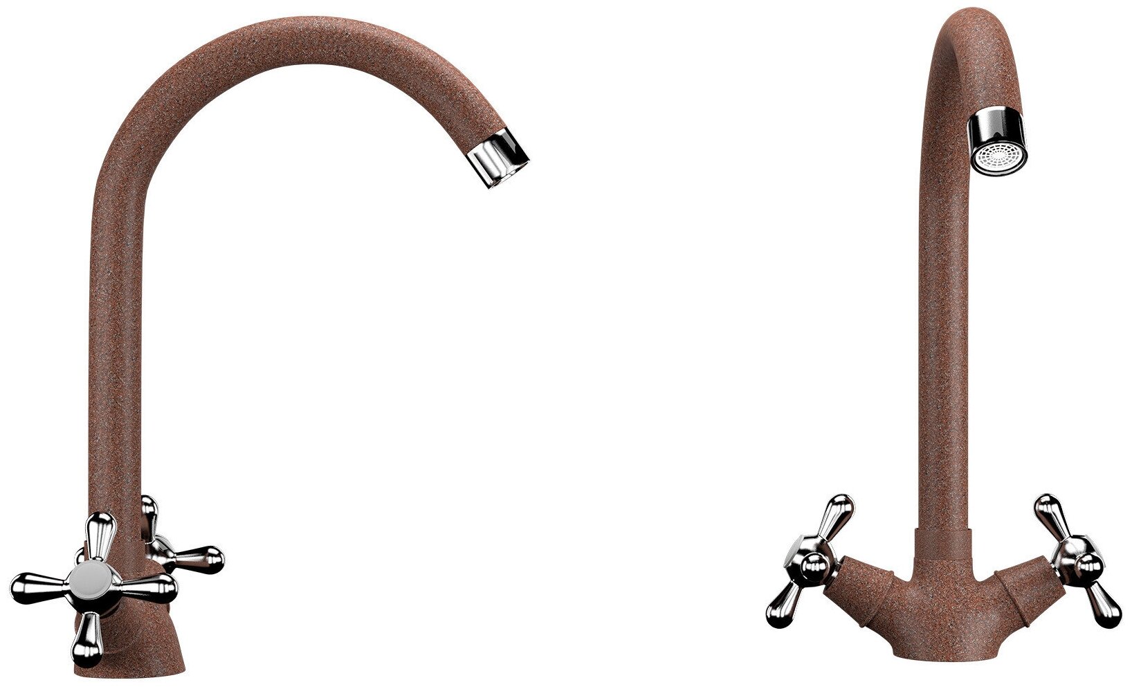 Смеситель для кухни EcoStone, ES-07-345 , латунь, мраморная крошка Шоколад-345