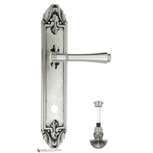 Дверная ручка на планке Venezia CALLISTO WC-4 PL90 натуральное серебро + черный