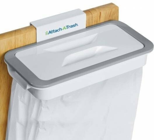 Ведро мусорное "Attach-A-Trash", с крышкой, подвесное, пластик, белый — фото 1