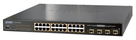 Управляемый коммутатор Planet WGSW-24040HP4 IPv6 L2+/L4 Managed 24-Port 802.3at PoE+ Gigabit Ethernet Switch + 4-Port Shared SFP (440W)