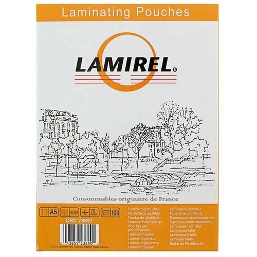 Пленка для ламинирования Fellowes 75мкм A5 (100шт) глянцевая Lamirel (LA-78657) пленка для ламинирования fellowes 75мкм a5 100 штук глянцевая lamirel la 78657