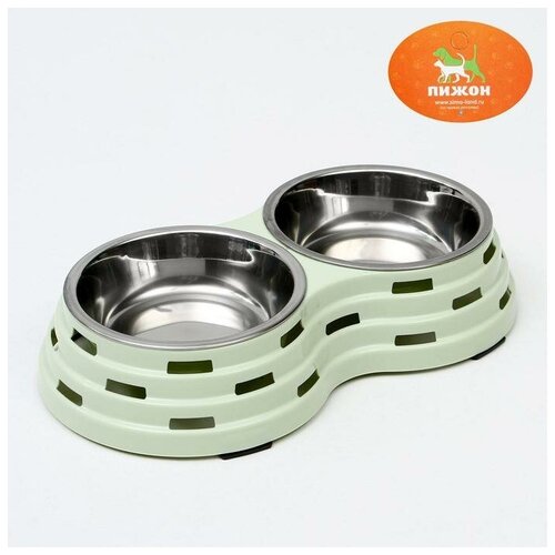 фильтр petkit filter unit для кошек и собак 5 шт белый 5 15 см 14 см 1 5 см Миска металлическая двойная на пластиковом основании, 25 х 14 х 5 см, зелёная