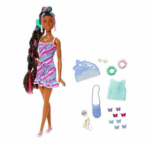 Кукла Барби Totally Hair с длинными волосами + модные аксессуары HCM91 кукла barbie романтичные святки 30 см