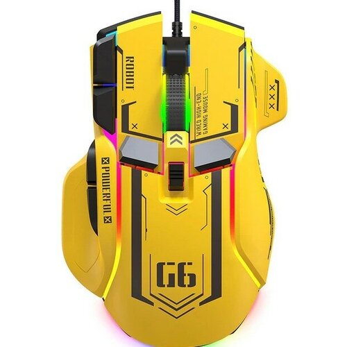 Профессиональная игровая мышь G6, проводная мышь с 10 клавишами, 12800DPI, RGB мышь для киберспорта Bumblebee