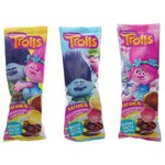 Карамель Конфитрейд Trolls на палочке c двойным вкусом с шоколадной пастой 17 г - изображение