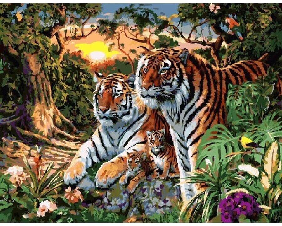 Картина по номерам Семейство тигров 40х50 см