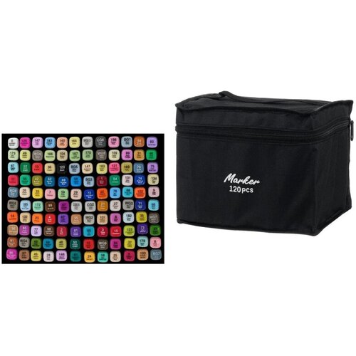Набор маркеров для скетчинга двустор MCBASIR 1-7мм 120цв/наб, сумка 155-120