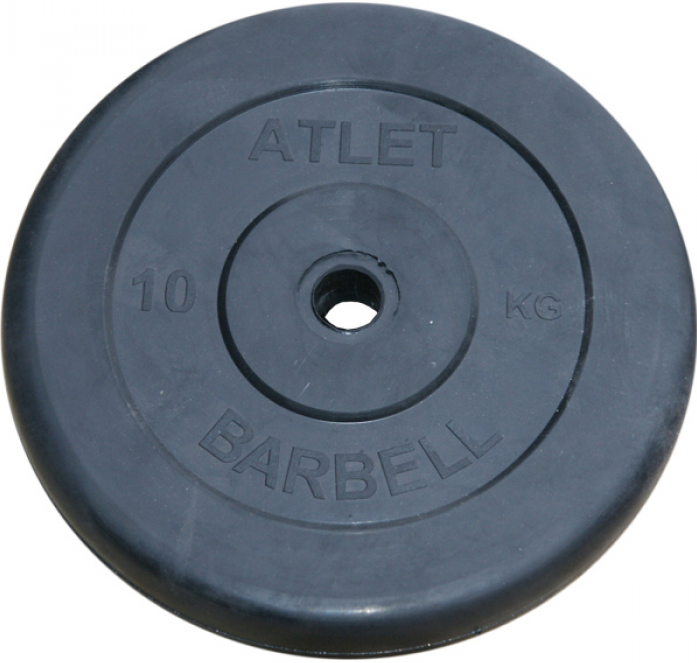 Диск обрезиненный MB Barbell d 31 мм чёрный 10,0 кг Atlet