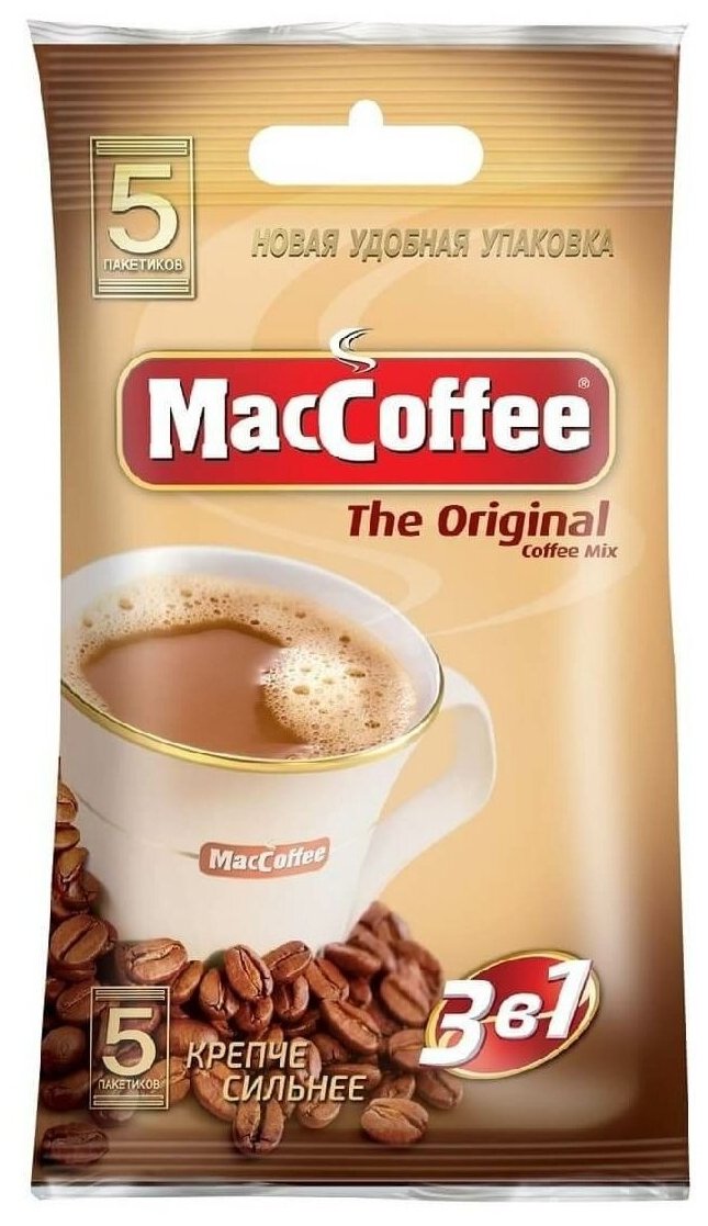 Кофейный напиток MacCoffee Оригинал 3в1 растворимый 20г, 5шт - фотография № 1