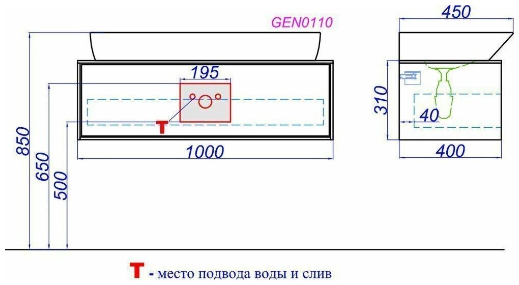 Тумба под раковину 100 см, миллениум серый, Aqwella Genesis GEN0110MG - фотография № 12