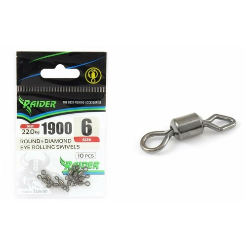 Вертлюг RAIDER ROUND AND DIAMOND EYE ROLLING SWIVELS (уп.10шт) №6 (test 22.0кг), для рыбалки, рыболовный 1pcs 4mm spacing 2hole 4hole 6hole leather punch round hole line round diamond cut leathercraft diy manual tools