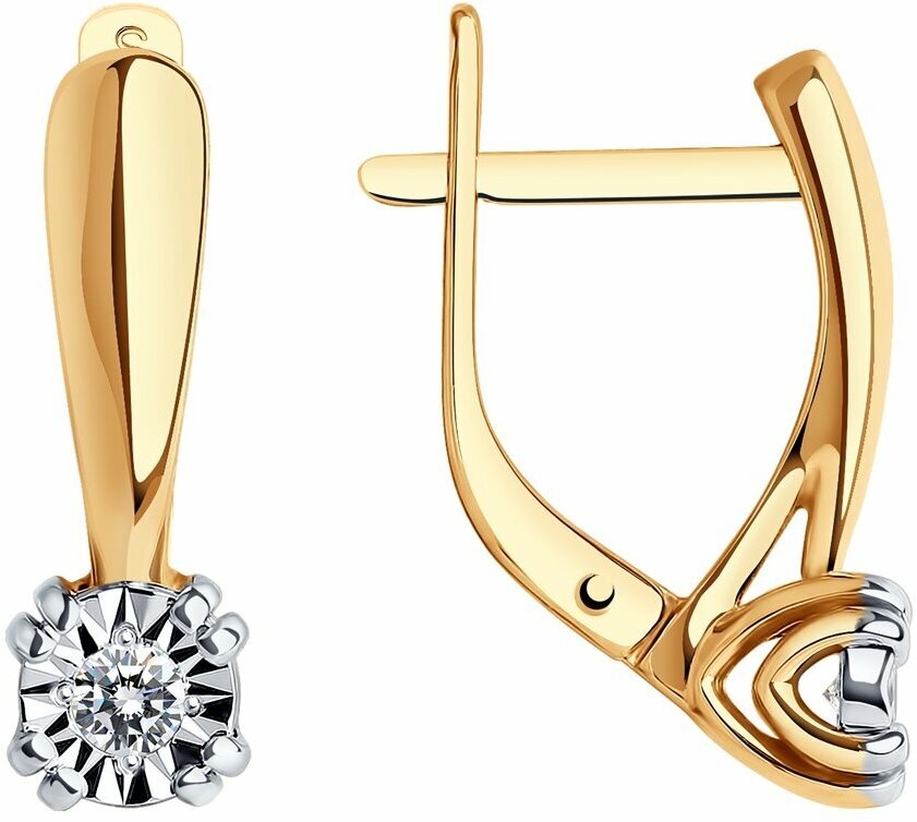 Серьги Diamant online, красное золото, 585 проба, бриллиант