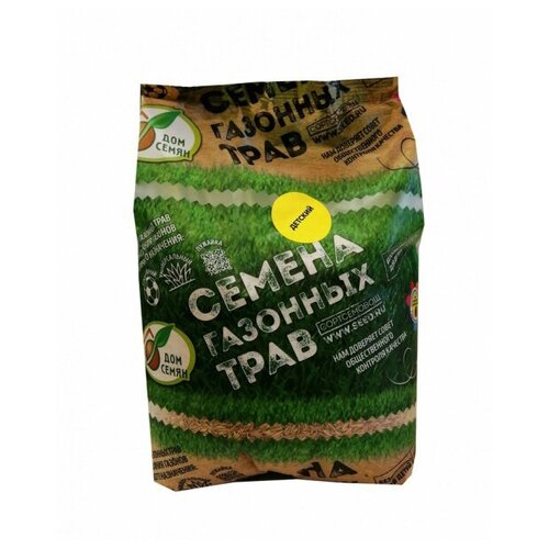 Смесь семян газонных трав Газон Детский, мягкий нежный устойчивый ковер, 750 гр семян