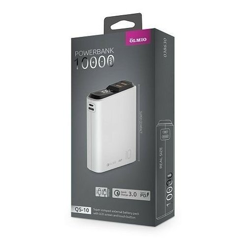 Портативный аккумулятор OLMIO QS-10, 10000mAh, white (38630)