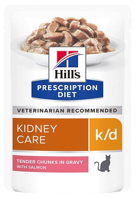 Влажный диетический корм для кошек Hill's Prescription Diet k/d при хронической болезни почек, с лососем 85 г * 12 шт - фотография № 16