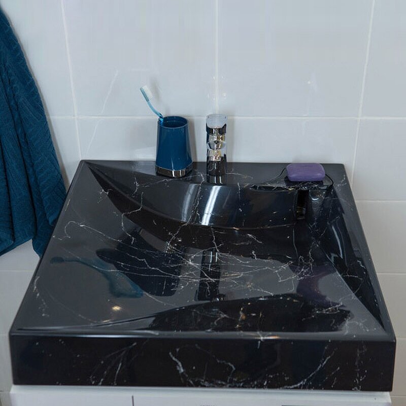 фото Раковина Stella Polar Турин 60 SP-00000857 на стиральную машину Черный мрамор