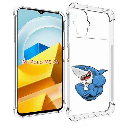 Чехол MyPads накаченная акула для Xiaomi Poco M5 задняя-панель-накладка-бампер