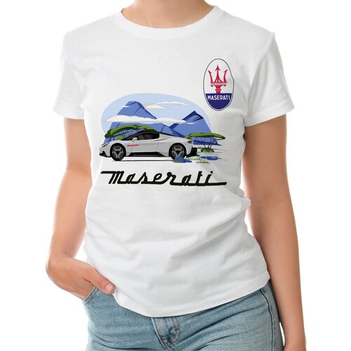 Женская футболка «Maserati mc20» (L, белый)