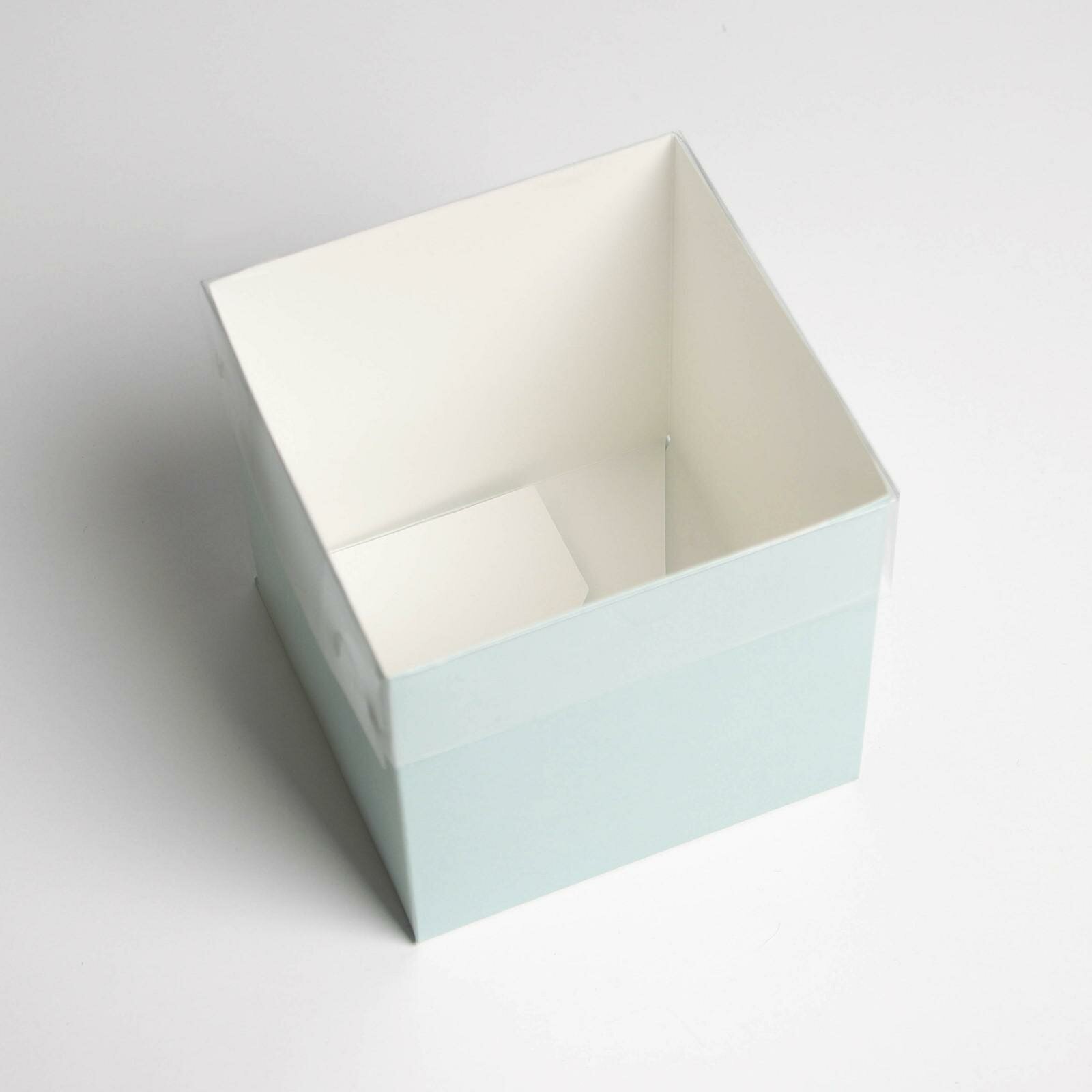 Коробка для цветов с PVC крышкой, мятная, 12 х 12 х 12 см - фотография № 3