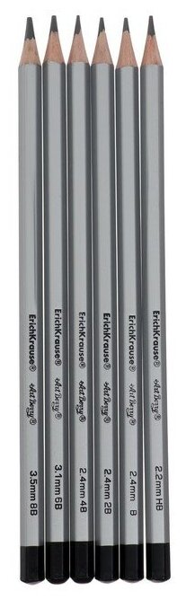 Чернографитные шестигранные карандаши ArtBerry HB, B, 2B, 4B, 6B, 8B (в коробке 6 шт.) Erich Krause - фото №2