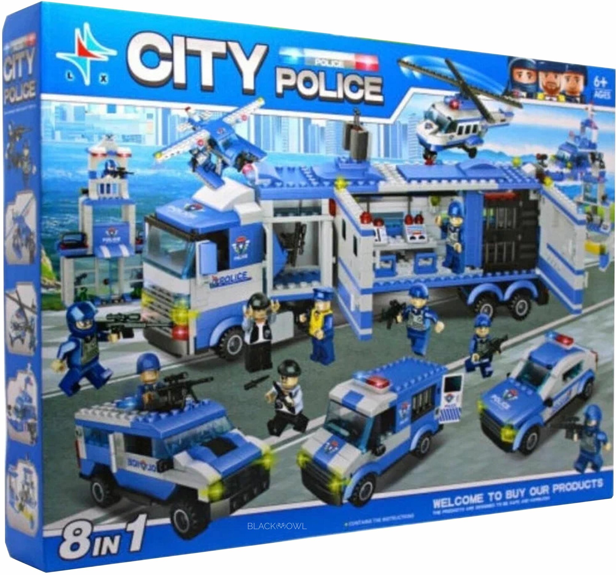 Конструктор Сити Полиция 8 в 1 "Полицейский участок" 1186 деталей, Лего совместим, Подарок для мальчика