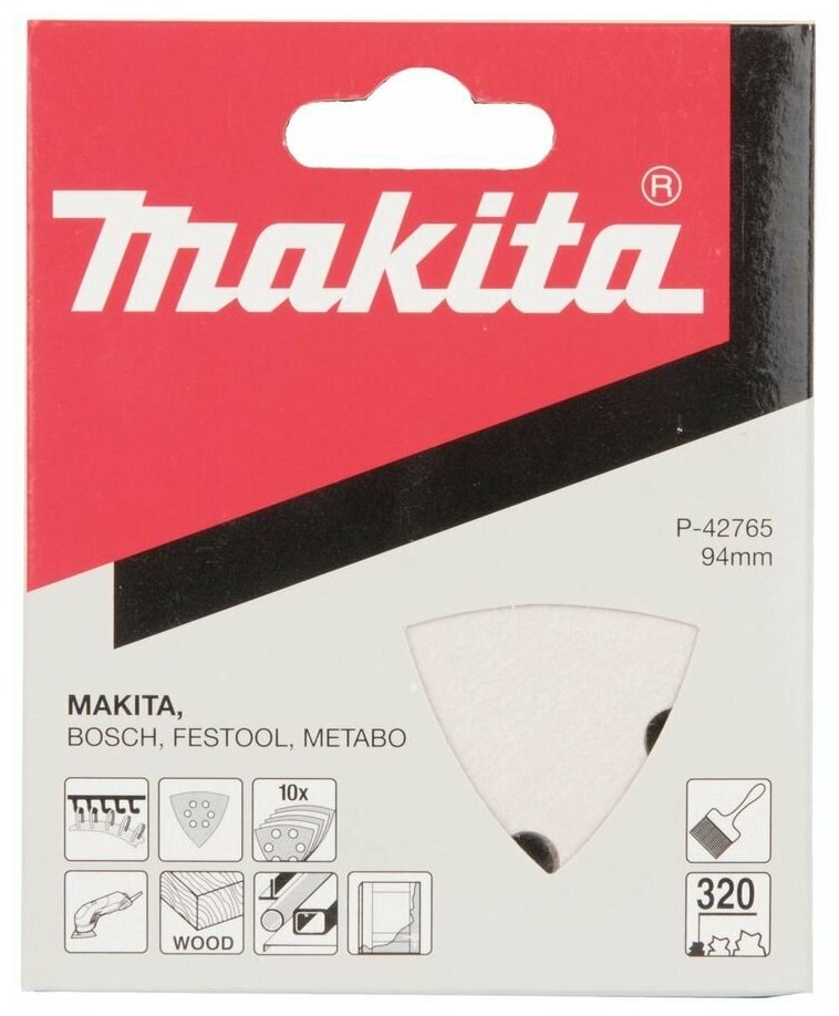 Шлифовальная бумага 96 мм K320 10 шт Makita P-42765 - фотография № 1