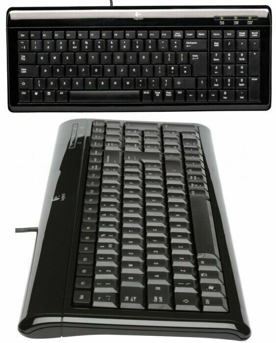 Клавиатура Logitech Ultra-Flat Keyboard USB+PS/2 чёрная (967653-0112)