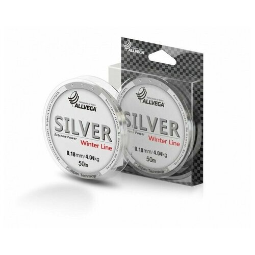 фото Леска монофильная allvega "silver" 50м 0,18мм, 4,04кг, серебристая