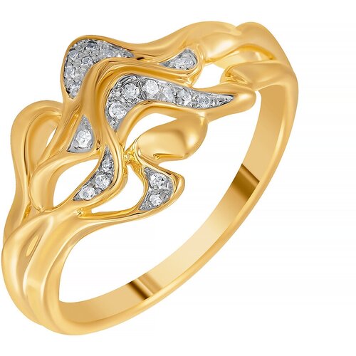 Кольцо JV, желтое золото, 585 проба, бриллиант, размер 18