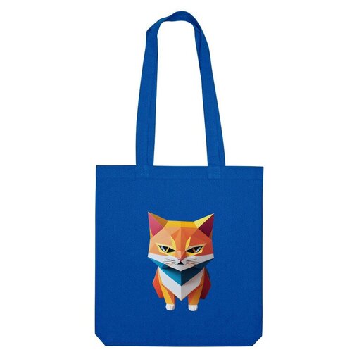 Сумка шоппер Us Basic, синий мужская футболка рыжий кот в стиле паперкрафт 2xl синий