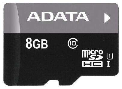 Карта памяти Micro SDHC 8Gb Class 10 UHS-I A-Data AUSDH8GUICL10-RA1 + адаптер SD