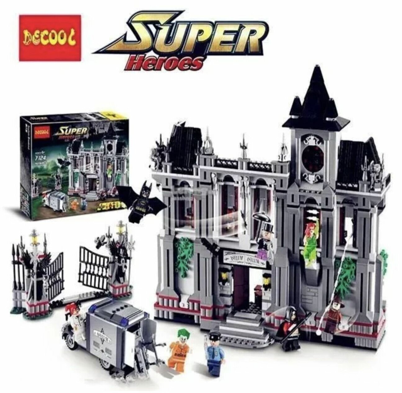 Конструктор Super Hero Супер-Герои DC "Раскрытие убежища в Аркхеме" 7124 для детей и взрослых мальчика девочки 1619 деталей