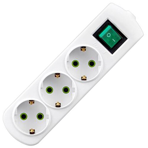 Колодка розеточная + USB с выключателем Lezard Letitia, 3 + 3 гнезда, 16 А, с заземлением, белый