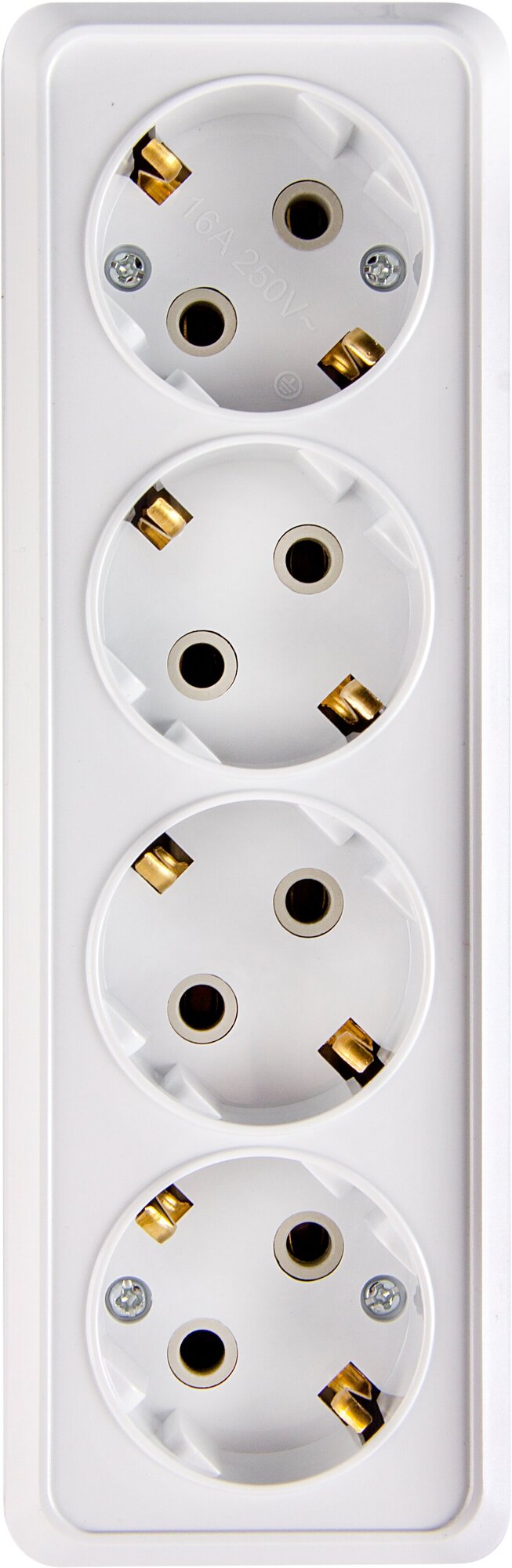 фото Розетка 4-я с/з белый ОП 16А, 250В, TANGO