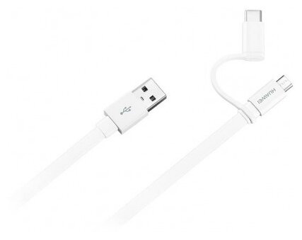 Кабель HUAWEI USB - microUSB/USB Type-C (AP55S) 1.5 м белый фото 3