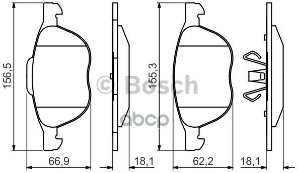 Колодки Тормозные Ford Focus 2 Mazda 3 Volvo Передние (4Шт.) Bosch Bosch арт. 0986495215